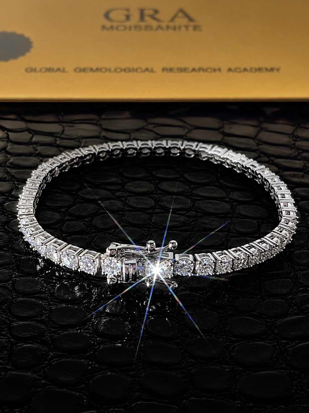 3MM 6.5 Inches VVS Moissanite Tennis Bracelet White Gold Plated 925 Silver Women